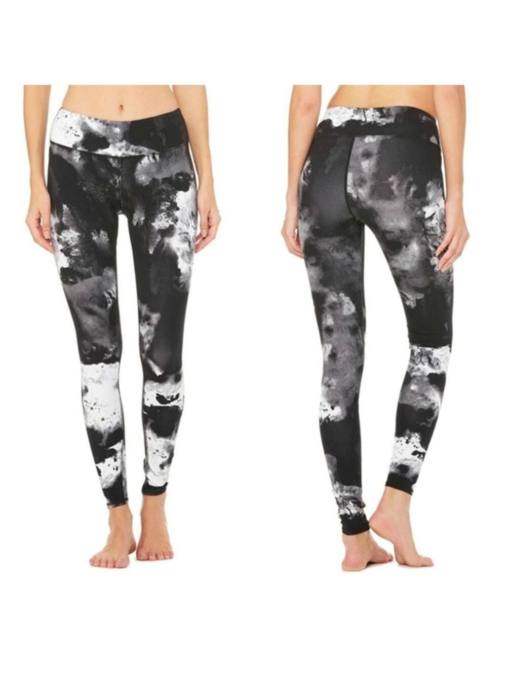 Alo Yoga Black White Airbrush Full Length Black Blast Leggings Women's Size XS
